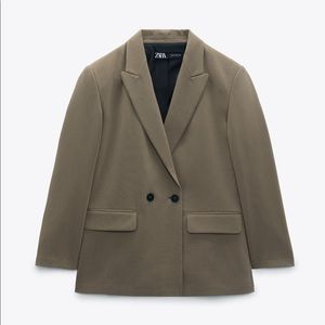 Zara OVERSIZED DOUBLE BREASTED BLAZER Khaki sz XS